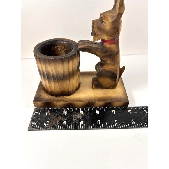 Vintage Wooden Scottish Terrier Pencil Holder‎ Solid Wood Carved Scottie Scotty - Picture 9 of 11